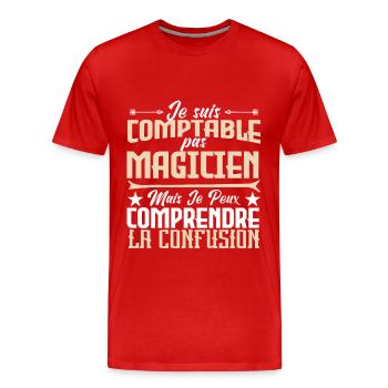 Je suis comptable pas magicienne. - T-shirt bio Premium Homme - rouge - Devant - Damien (186cm)