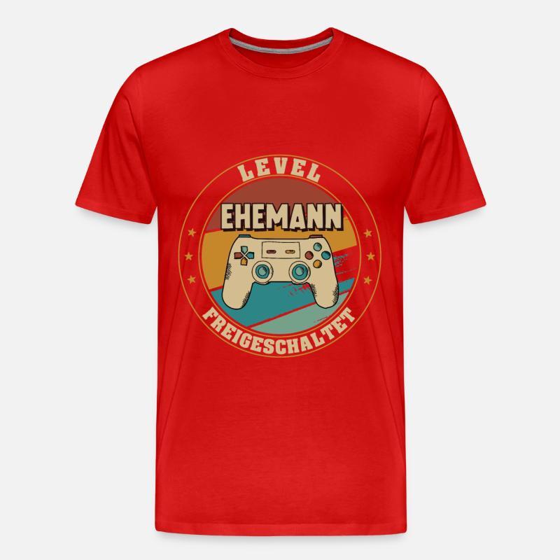 Level Ehemann Freigeschaltet Bräutigam - Männer Premium Bio T-Shirt - Rot