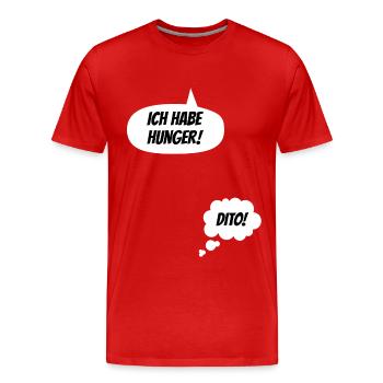 Ich habe Hunger Lustige Schwangerschaft Verkünden - Männer Premium Bio T-Shirt - Rot - Vorne - Damien (186cm)