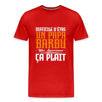 papa barbu, citations barbe, Idée cadeau papa - T-shirt bio Premium Homme - rouge - Devant - Damien (186cm)