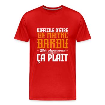 maitre barbu, citations barbe, cadeau maitre - T-shirt bio Premium Homme - rouge - Devant - Damien (186cm)