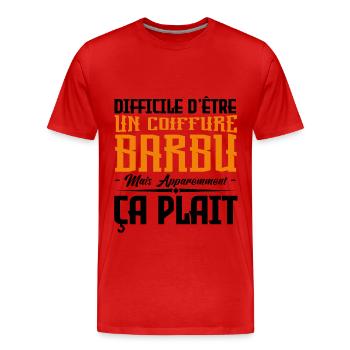 coiffure barbu, citations barbe, cadeau coiffure - T-shirt bio Premium Homme - rouge - Devant - Damien (186cm)