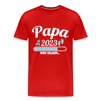 Papa 2023 wird geladen Lustige Schwangerschaft - Männer Premium Bio T-Shirt - Rot - Vorne - Damien (186cm)