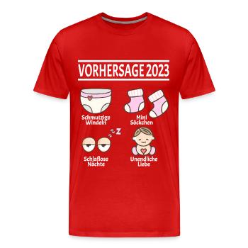 Werdende Eltern Vorhersage 2023 Schwanger für - Männer Premium Bio T-Shirt - Rot - Vorne - Damien (186cm)