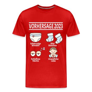 Werdende Eltern Vorhersage 2023 Schwanger für - Männer Premium Bio T-Shirt - Rot - Vorne - Damien (186cm)