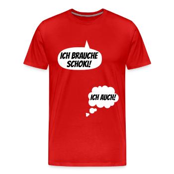 Ich brauche Schoki Lustige Schwangerschaft - Männer Premium Bio T-Shirt - Rot - Vorne - Damien (186cm)