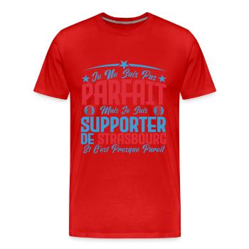 je ne suis pas parfait, supporteur de Strasbourg. - T-shirt bio Premium Homme - rouge - Devant - Damien (186cm)