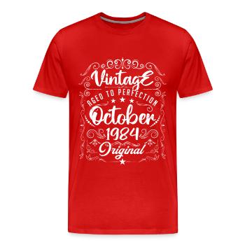 Vintage BORN IN OCTOBER 1984. - T-shirt bio Premium Homme - rouge - Devant - Damien (186cm)