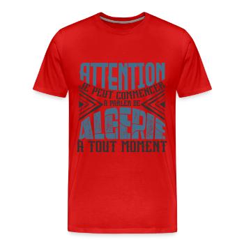Warnung, Algerien jederzeit. - Männer Premium Bio T-Shirt - Rot - Vorne - Damien (186cm)