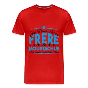 J'ai deux titres frère et Moustachue Cadeau frère. - T-shirt bio Premium Homme - rouge - Devant - Damien (186cm)
