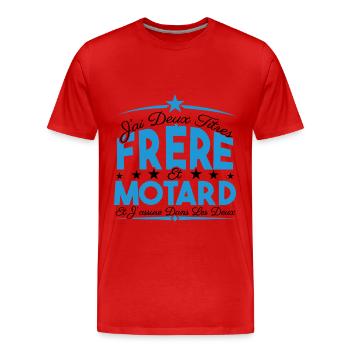 J'ai deux titres frère et Motard. Cadeau frère. - T-shirt bio Premium Homme - rouge - Devant - Damien (186cm)