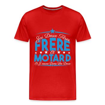 J'ai deux titres frère et Motard. Cadeau frère. - T-shirt bio Premium Homme - rouge - Devant - Damien (186cm)