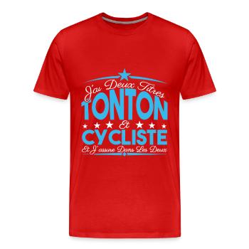 J'ai deux titres tonton et cycliste Cadeau tonton. - T-shirt bio Premium Homme - rouge - Devant - Damien (186cm)