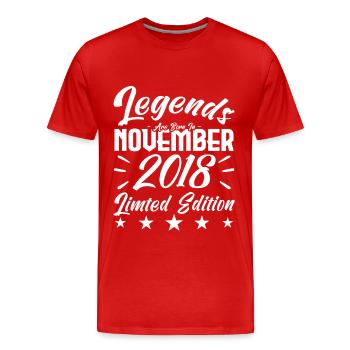 Legends are born in NOVEMBER 2018 anniversary gift - T-shirt bio Premium Homme - rouge - Devant - Damien (186cm)