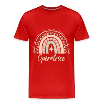 Cadeau Opératrice. Boho Rainbow opératrice. - T-shirt bio Premium Homme - rouge - Devant - Damien (186cm)