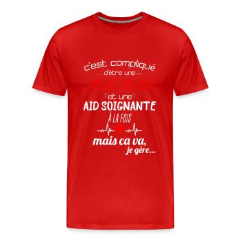 pas parfaite aide-soignante;cadeau aide soignante - T-shirt bio Premium Homme - rouge - Devant - Damien (186cm)