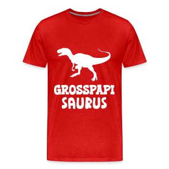 Grosspapi Saurus Großvater Opa Schweiz Opi - Männer Premium Bio T-Shirt - Rot - Vorne - Damien (186cm)