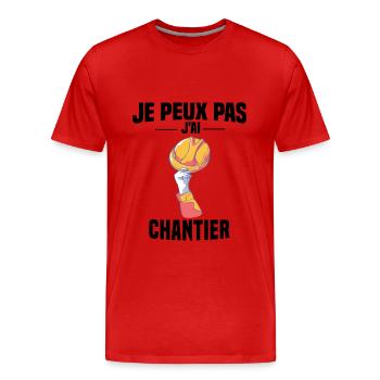 J'PEUX PAS J'AI CHANTIER - CASQUE DE CHANTIER - T-shirt bio Premium Homme - rouge - Devant - Damien (186cm)
