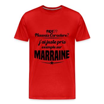 Mauvais Caractère Marraine - T-shirt bio Premium Homme - rouge - Devant - Damien (186cm)