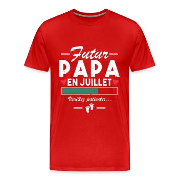 Werdender Papa im Juli Schwangerschaftsankündigung an Papa - Männer Premium Bio T-Shirt - Rot - Vorne - Damien (186cm)
