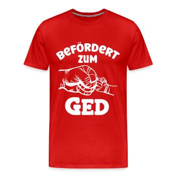 Befördert zum Ged Wöd Gedi Patenonkel Österreich - Männer Premium Bio T-Shirt - Rot - Vorne - Damien (186cm)