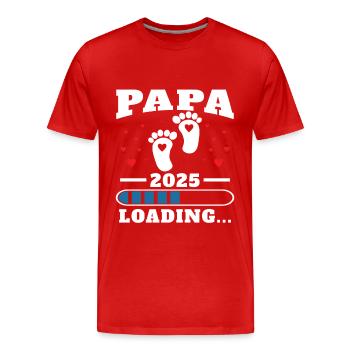 Papa 2025 Drôle Cadeau de Fête des Pères Femmes Enceintes - T-shirt bio Premium Homme - rouge - Devant - Damien (186cm)