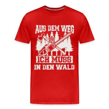 Aus dem Weg ich muss in den Wald - Männer Premium Bio T-Shirt - Rot - Vorne - Damien (186cm)