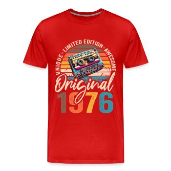 Vintage geboren 1976 Geburtstag Original 1976 - Männer Premium Bio T-Shirt - Rot - Vorne - Damien (186cm)