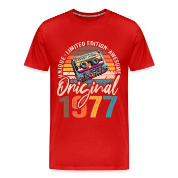 Vintage né 1977 anniversaire Original 1977 - T-shirt bio Premium Homme - rouge - Devant - Damien (186cm)