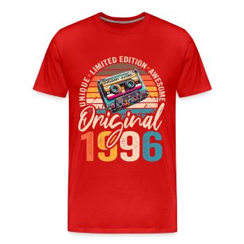 Vintage geboren 1996 Geburtstag Original 1996 - Männer Premium Bio T-Shirt - Rot - Vorne - Damien (186cm)