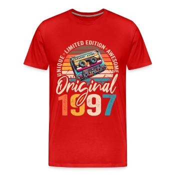 Vintage geboren 1997 Geburtstag Original 1997 - Männer Premium Bio T-Shirt - Rot - Vorne - Damien (186cm)