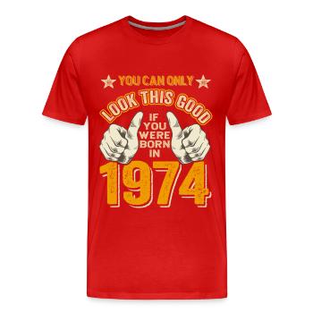 50. Geburtstag Jahrgang 1974 geboren 1974 - Männer Premium Bio T-Shirt - Rot - Vorne - Damien (186cm)
