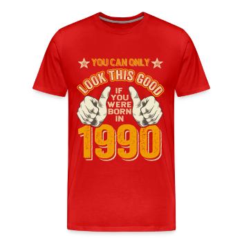Birthday 1990 Born in 1990 Born in 1990 - Men's Premium Organic T-Shirt - red - Front - Damien (186cm)