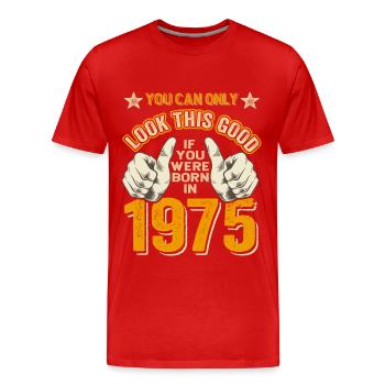 Born 1975 Born 1975 50th Birthday - Men's Premium Organic T-Shirt - red - Front - Damien (186cm)