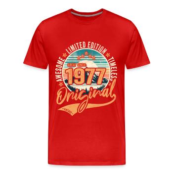 Année 1977 47e anniversaire Original 1977 - T-shirt bio Premium Homme - rouge - Devant - Damien (186cm)