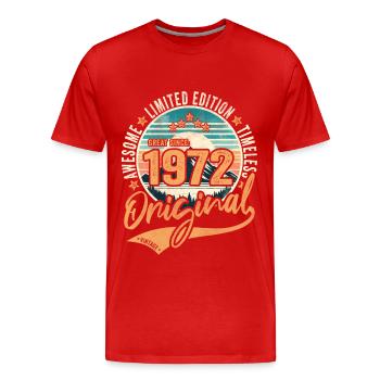 Année 1972 52e anniversaire Original 1972 - T-shirt bio Premium Homme - rouge - Devant - Damien (186cm)