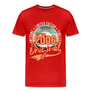 Année 2006 18e anniversaire Original 2006 - T-shirt bio Premium Homme - rouge - Devant - Damien (186cm)