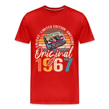 Vintage 1967 57th Birthday Cassette Tape 1967 - Men's Premium Organic T-Shirt - red - Front - Damien (186cm)