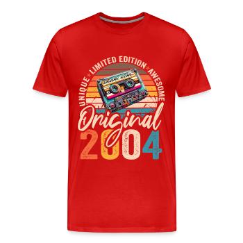 Jahrgang 2004 20.Geburtstag Kassette Tape 2004 - Männer Premium Bio T-Shirt - Rot - Vorne - Damien (186cm)