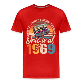 Jahrgang 1969 55.Geburtstag Kassette Tape 1969 - Männer Premium Bio T-Shirt - Rot - Vorne - Damien (186cm)