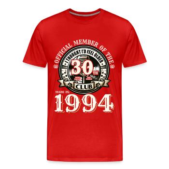 30th birthday born in 1994 Born in 1994 - Men's Premium Organic T-Shirt - red - Front - Damien (186cm)