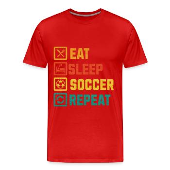 MANGEZ DORMIR SOCCER RÉPÉTER - T-shirt bio Premium Homme - rouge - Devant - Damien (186cm)
