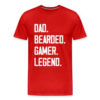 Dad Bearded Gamer Legend - Männer Premium Bio T-Shirt - Rot - Vorne - Damien (186cm)