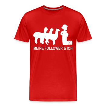 Meine Follower und ich Alpaka Männer weiss - Männer Premium Bio T-Shirt - Rot - Vorne - Damien (186cm)