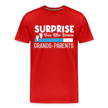 annonce grossesse grands parents. devenir grands. - T-shirt bio Premium Homme - rouge - Devant - Damien (186cm)