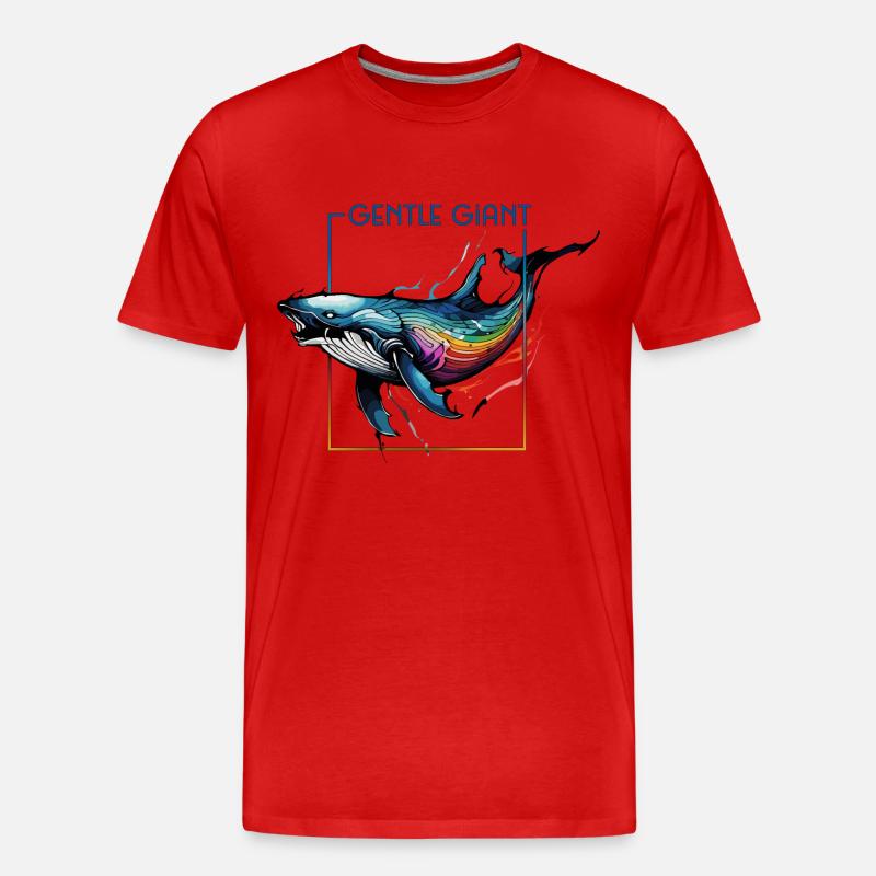 Strahlender Regenbogenwal - Der sanfte Riese - Männer Premium Bio T-Shirt - Rot
