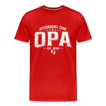 Befördert zum Opa 2025 - Männer Premium Bio T-Shirt - Rot - Vorne - Damien (186cm)