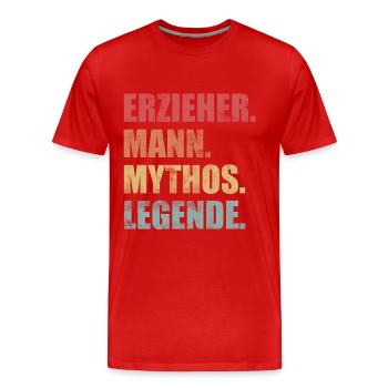 Erzieher Mann Mythos Legende Vintage - Männer Premium Bio T-Shirt - Rot - Vorne - Damien (186cm)