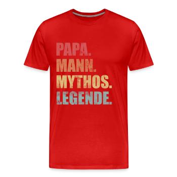 Papa Mann Mythos Legende Vintage - Männer Premium Bio T-Shirt - Rot - Vorne - Damien (186cm)