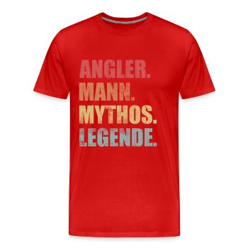 Angler Mann Mythos Legende Angeln Vintage - Männer Premium Bio T-Shirt - Rot - Vorne - Damien (186cm)